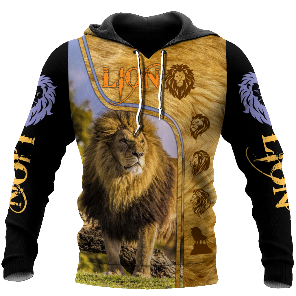 Lion in Wildlife Over Printed Hoodie