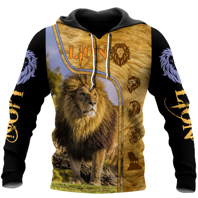 Lion in Wildlife Over Printed Hoodie