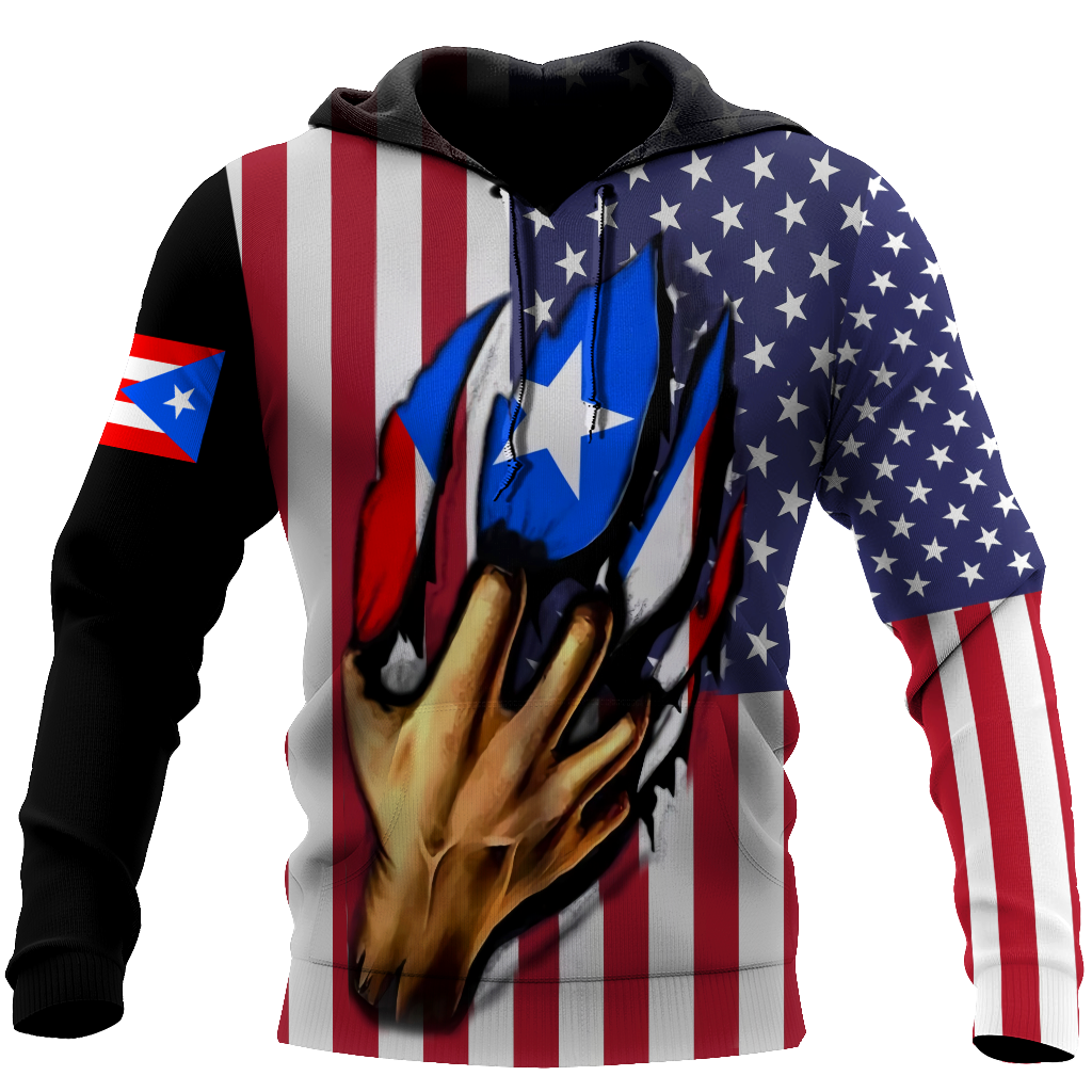 Puerto Rico And America Lover Shirts And Short TH20061701S-Apparel-TQH-Hoodie-S-Vibe Cosy™