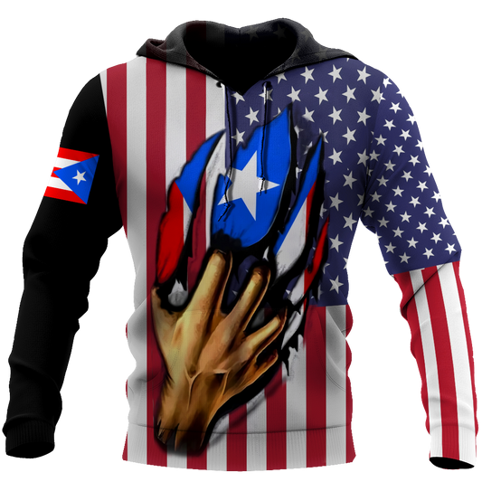 Puerto Rico And America Lover Shirts And Short TH20061701S-Apparel-TQH-Hoodie-S-Vibe Cosy™