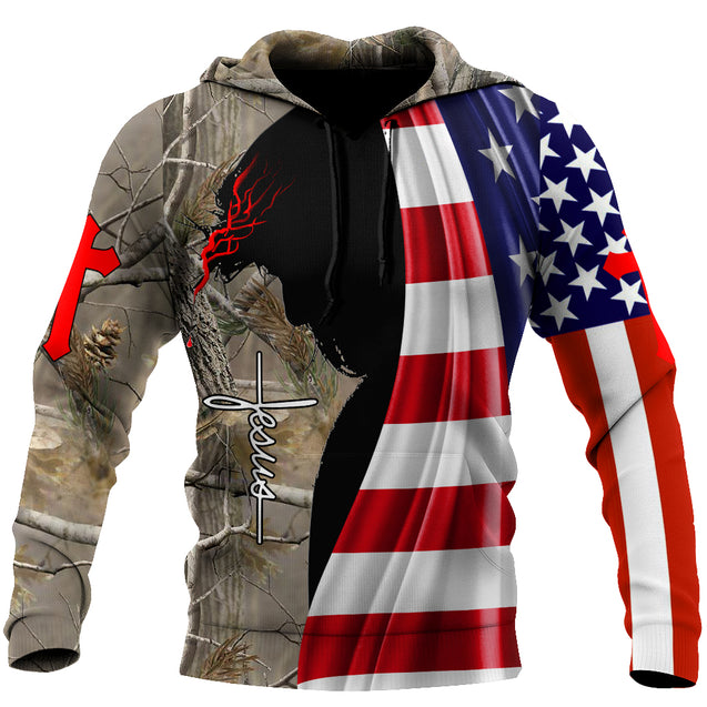 Deer Hunting Jesus Hoodie 3D All Over Printed Shirts For Men MH0409202-LAM