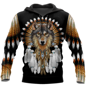 Native American Wolf Hoodie T Shirt For Men and Women HAC210405-Apparel-NM-Hoodie-S-Vibe Cosy™