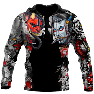 Japanese Samurai Tattoo 3D Over Printed Unisex Hoodie ML