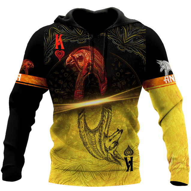 Ace Poker Ancient Egypt Anubis And Ra God All 3D Over Printed Unisex Hoodie ML