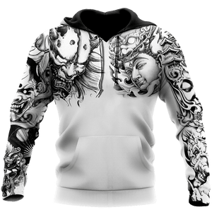 Japanese Samurai Tattoo II 3D Over Printed Unisex Hoodie ML