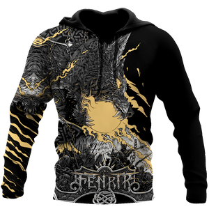 Fenrir Wolf Viking All Over Printed Unisex Deluxe Hoodie ML