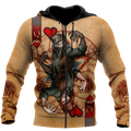 Wolf Poker All Over Printed Unisex Deluxe Hoodie ML