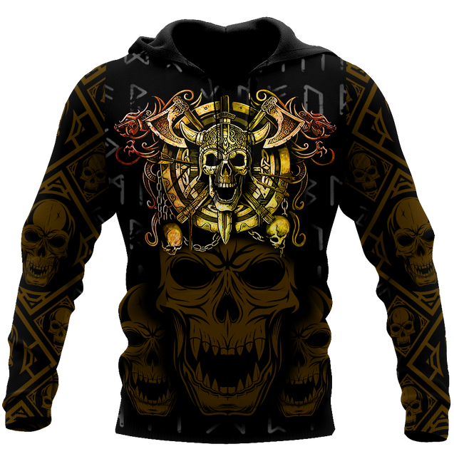 Golden Viking Skull Hoodie MEI