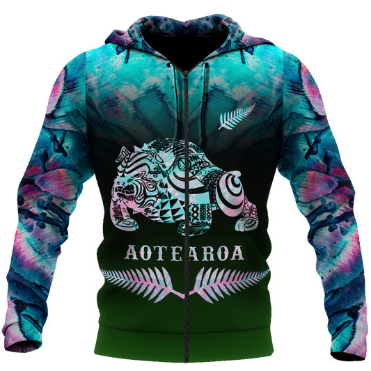New zealand maori bulldog tattoo paua 3d all over printed shirt and short for man and women-Apparel-PL8386-Hoodie-S-Vibe Cosy™