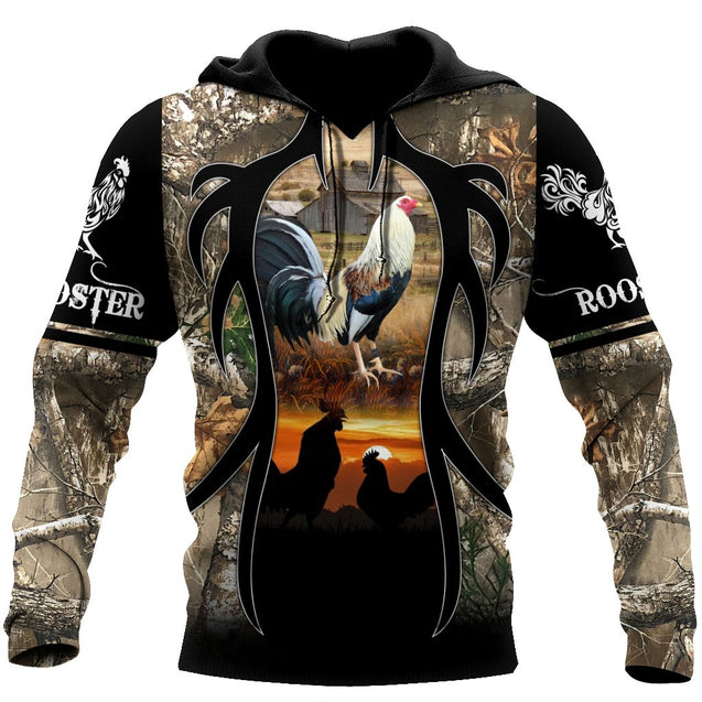 Rooster Camo 3D All Over Printed Unisex Deluxe Hoodie ML