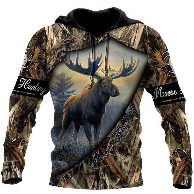 Moose Hunting 3D Over Printed Unisex Deluxe Hoodie