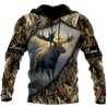 Moose Hunting 3D Over Printed Unisex Deluxe Hoodie