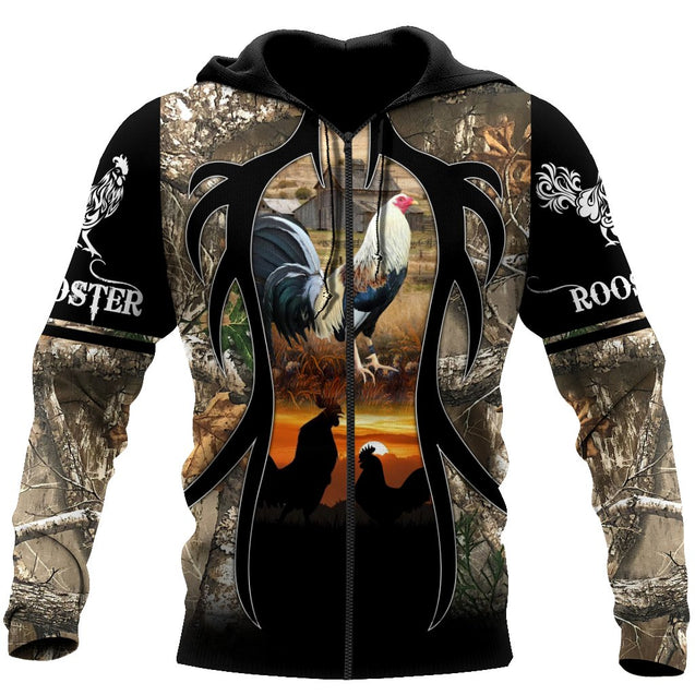 Rooster Camo 3D All Over Printed Unisex Deluxe Hoodie ML