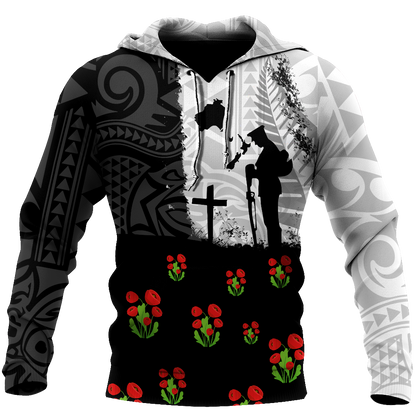 Anzac day new zealand australia lest we forget 3d all over printed shirt and short for man and women-Apparel-PL8386-Hoodie-S-Vibe Cosy™