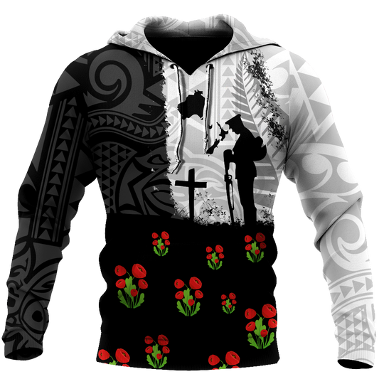 Anzac day new zealand australia lest we forget 3d all over printed shirt and short for man and women-Apparel-PL8386-Hoodie-S-Vibe Cosy™