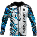 Horse Camo Blue Pattern 3D All Over Printed Shirts Pi050502-Apparel-TA-Zipped Hoodie-S-Vibe Cosy™