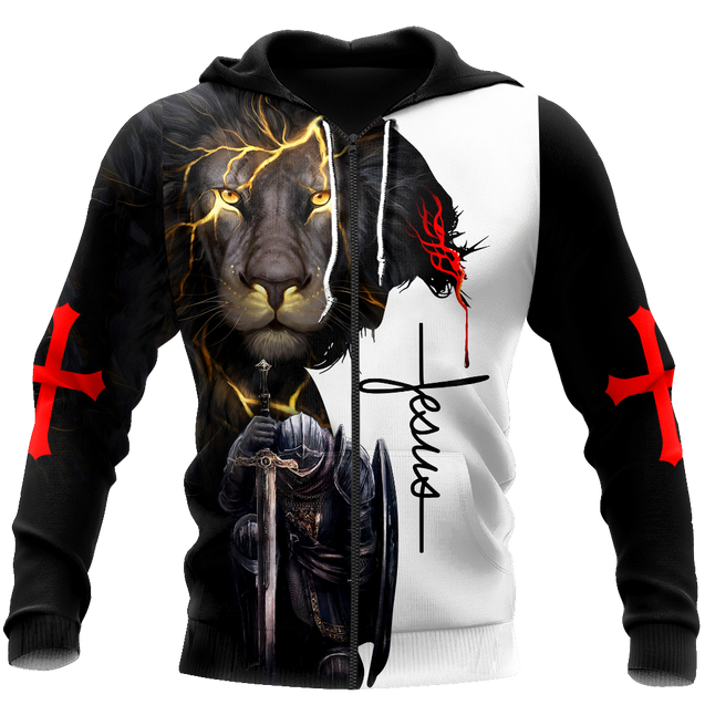 Knight Jesus Christian Customize 3d All Over Printed Shirts For Men And Women Pi30062001-Apparel-Huyencass-Zipped Hoodie-S-Vibe Cosy™