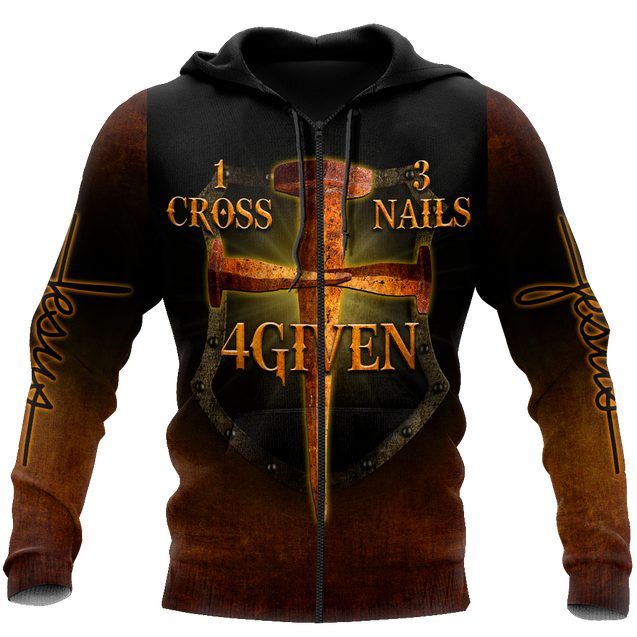 1 Cross 3 Nails 4 Given 3D All Over Printed Shirts For Men and Women Pi30062002-Apparel-TA-Zipped Hoodie-S-Vibe Cosy™