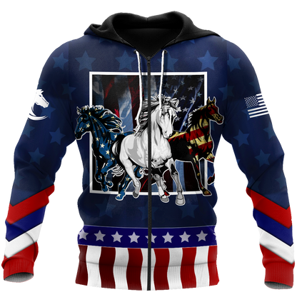 Horses Flag 3D All Over Printed Shirts Pi16062001-Apparel-TA-Zipped Hoodie-S-Vibe Cosy™