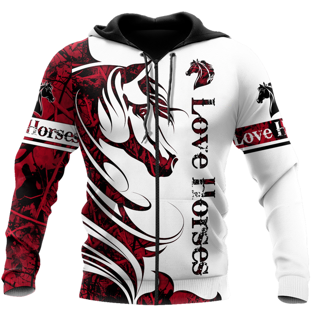 Horse Camo Red 3D All Over Printed Shirts Pi050501S1-Apparel-TA-Zipped Hoodie-S-Vibe Cosy™