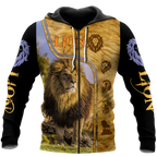 Lion in Wildlife Over Printed Hoodie