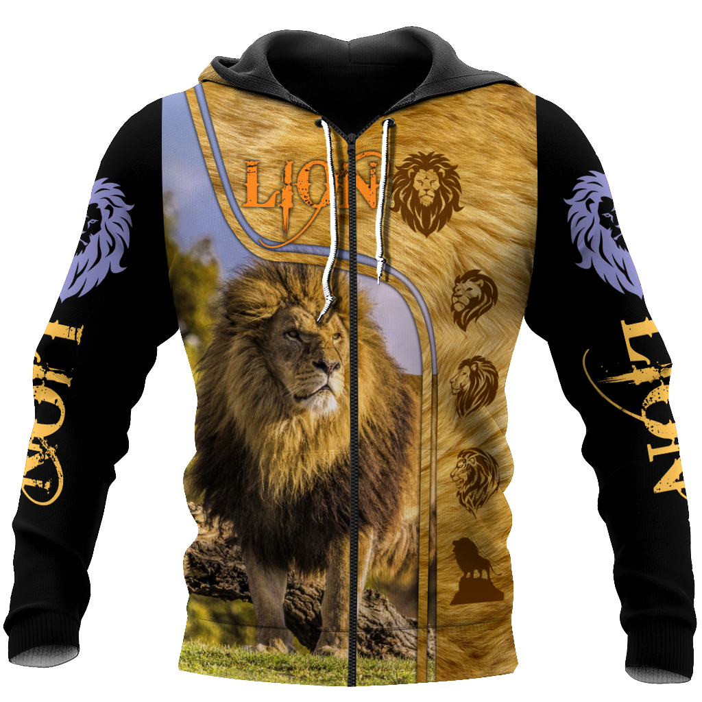 Lion in Wildlife Over Printed Hoodie