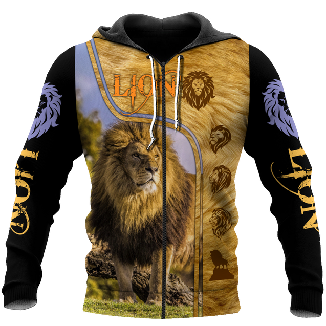 Lion in Wildlife Over Printed Hoodie