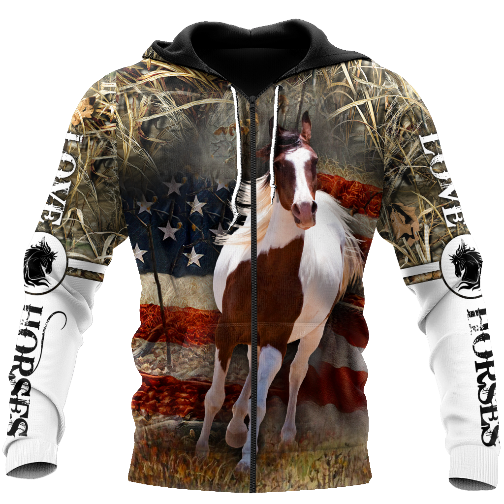 Love Horse 3D All Over Printed Shirts Pi080501-Apparel-TA-Zipped Hoodie-S-Vibe Cosy™
