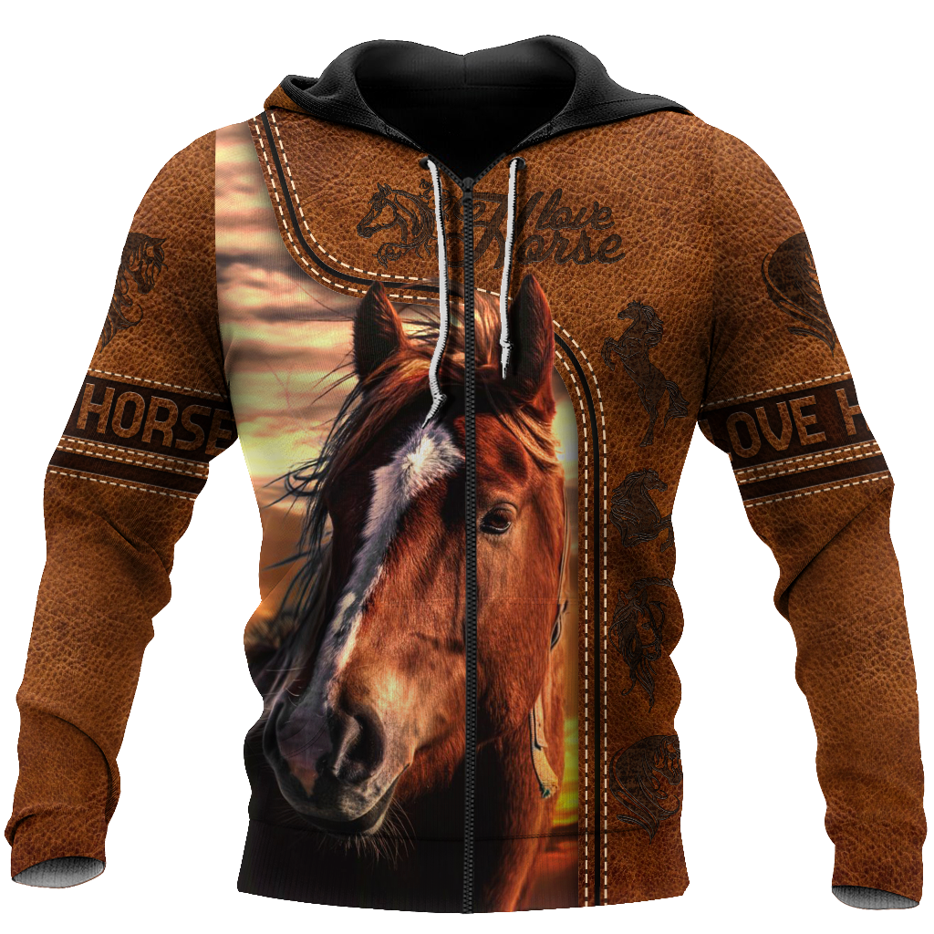 Love Horse 3D All Over Printed Shirt Hoodie For Men And Women Pi150401-Apparel-TA-Zipped Hoodie-S-Vibe Cosy™
