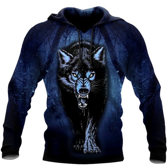 Night Wolf 3D All Over Print Hoodie T Shirt For Men and Women HHT07092016