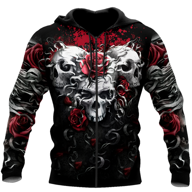 Unique Skulls And Roses Hoodie For Men And Women MEI