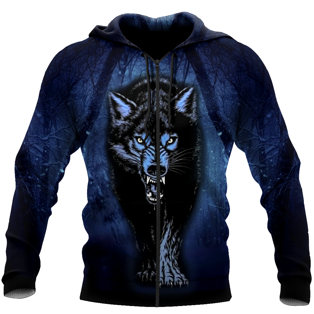 Night Wolf 3D All Over Print Hoodie T Shirt For Men and Women HHT07092016