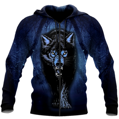 Night Wolf 3D All Over Print Hoodie T Shirt For Men and Women HHT07092016