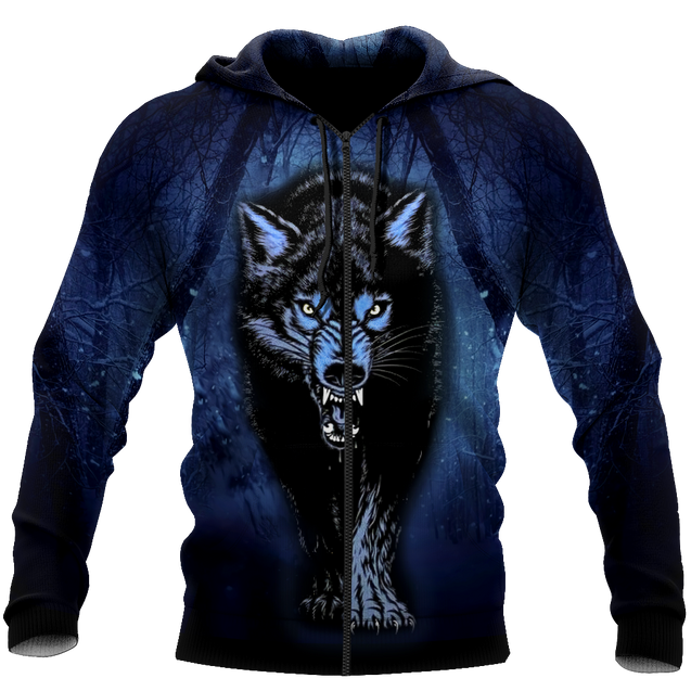 Night Wolf 3D All Over Print Hoodie T Shirt For Men and Women HHT07092016