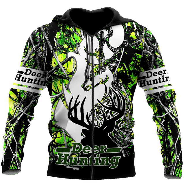 Light Green Deer Hunting 3D All Over Printed Shirts For Men LAM