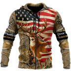 Deer Hunting America Flag 3D All Over Printed Shirts LAM