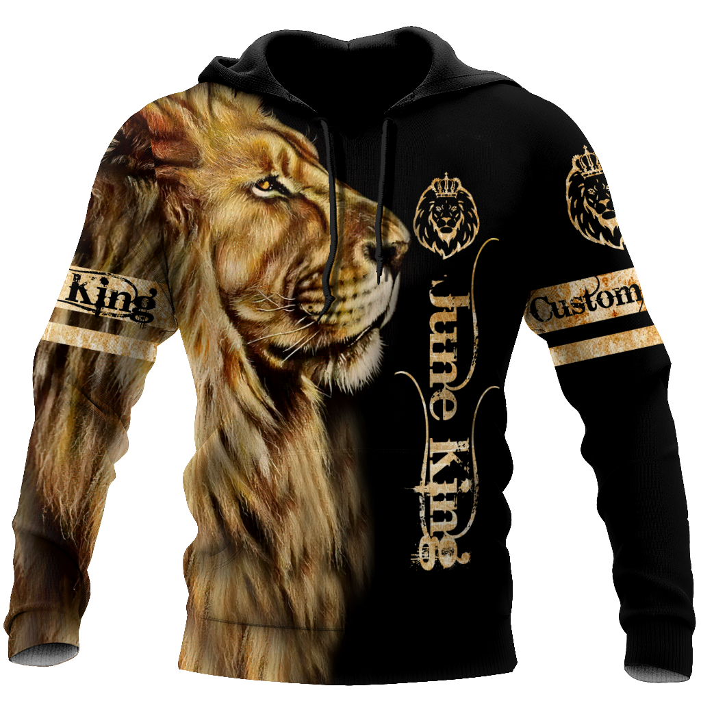 Custom Name June King Lion  3D All Over Printed Unisex Shirts