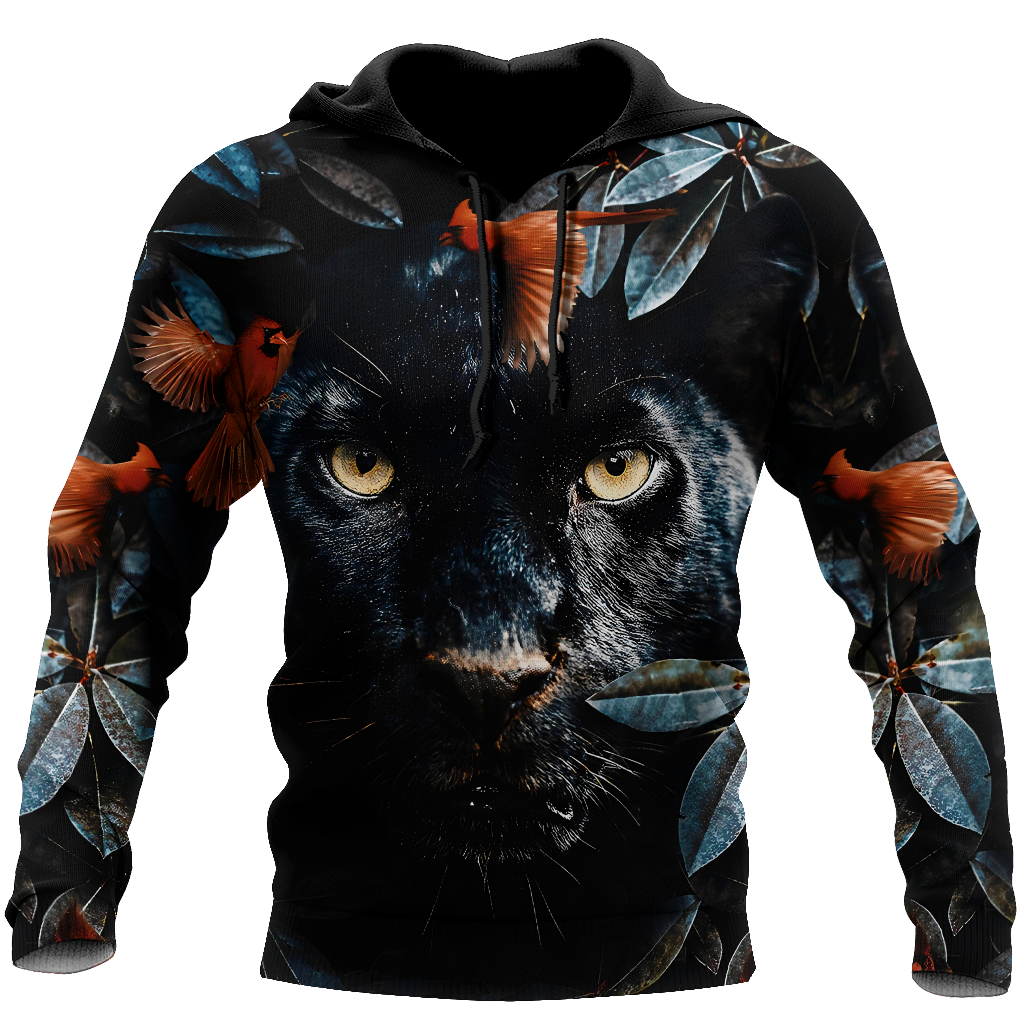 Flower Black Panther Over Printed Hoodie