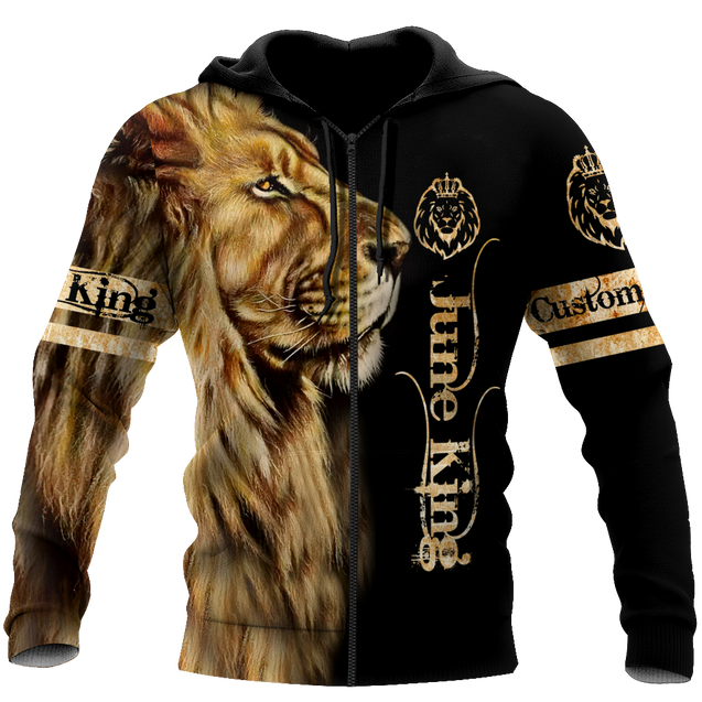 Custom Name June King Lion  3D All Over Printed Unisex Shirts