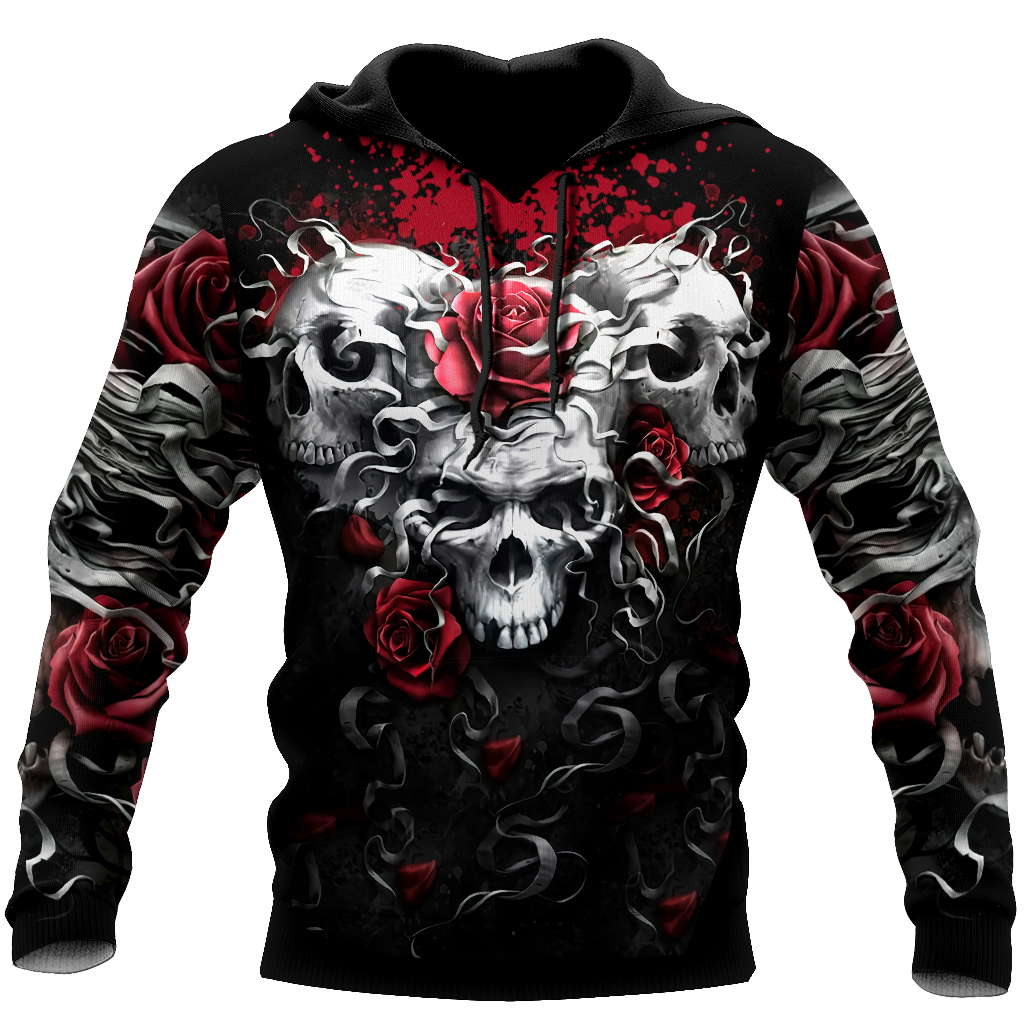 Unique Skulls And Roses Hoodie For Men And Women MEI