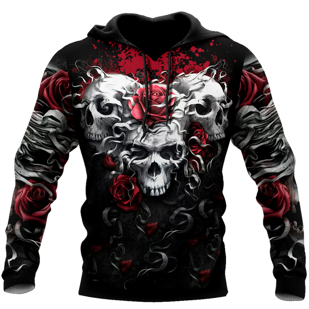 Unique Skulls And Roses Hoodie For Men And Women MEI