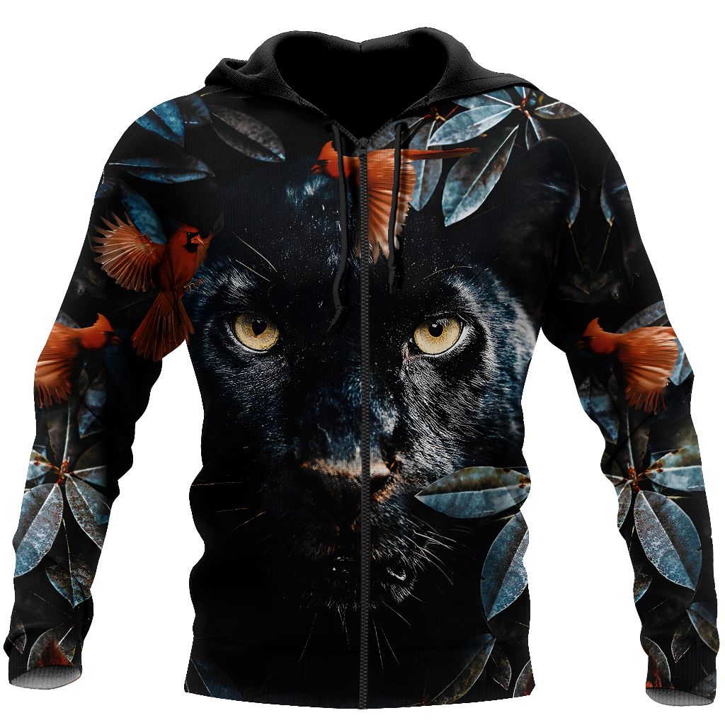 Flower Black Panther Over Printed Hoodie