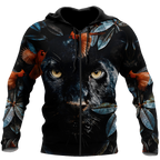 Flower Black Panther Over Printed Hoodie