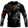 Flower Black Panther Over Printed Hoodie