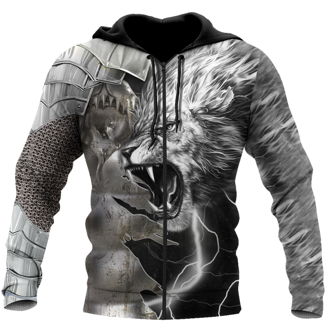 Lion Warrior Amor Tattoo 3D All Over Printed Unisex Shirts