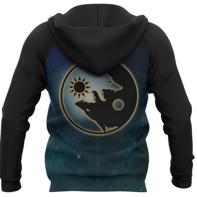 Viking Tree Of Life Fenrir Skoll And Hati Raven Rune-Apparel-HP Arts-Hoodie-S-Vibe Cosy™