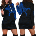 Vikings - The Raven of Odin Tattoo Blue-Apparel-HP Arts-Hoodie Dress-S-Vibe Cosy™