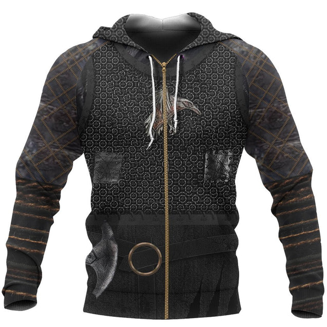 3D Printed Vikings New Raven 3D Armour-Apparel-HP Arts-Zipped Hoodie-S-Vibe Cosy™