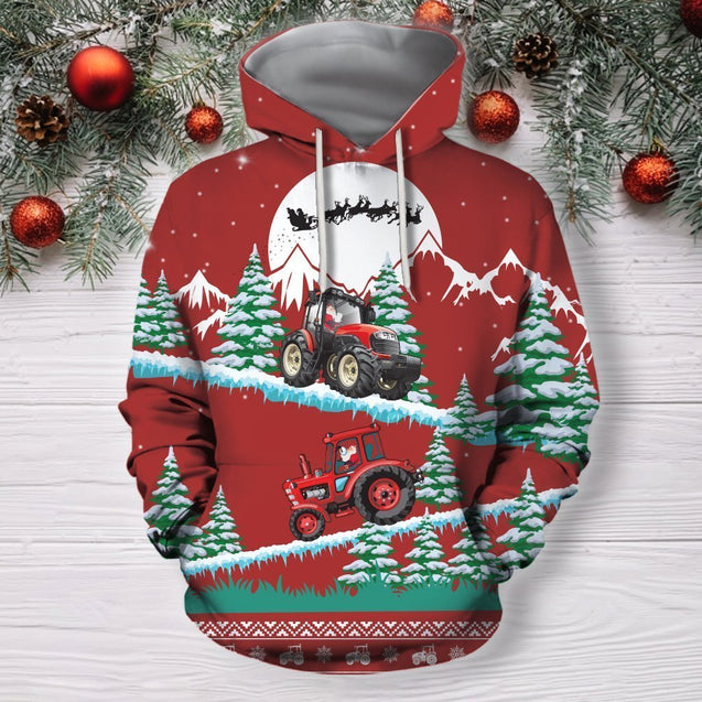 3D All Over Print Christmas Tractor Hoodie-Apparel-HD09-Hoodie-S-Vibe Cosy™