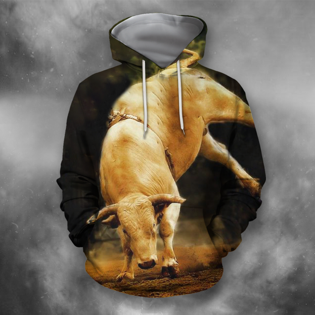 3D All Over Print Bull White Crazy Bull PHL102-Apparel-PHLong-Hoodie-S-Vibe Cosy™